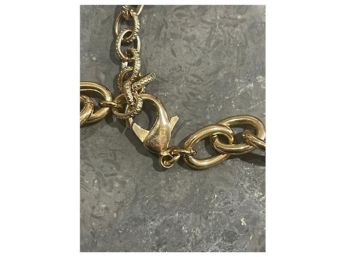 Collar gargantilla Chanel dorado con perlas blancas logo CC - vista 6