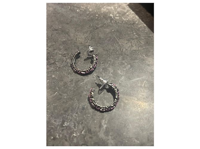 Orecchini Chanel a cerchio rosa Nero - vista 5