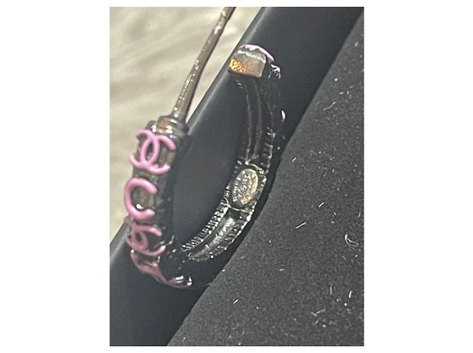 Orecchini Chanel a cerchio rosa Nero - vista 6