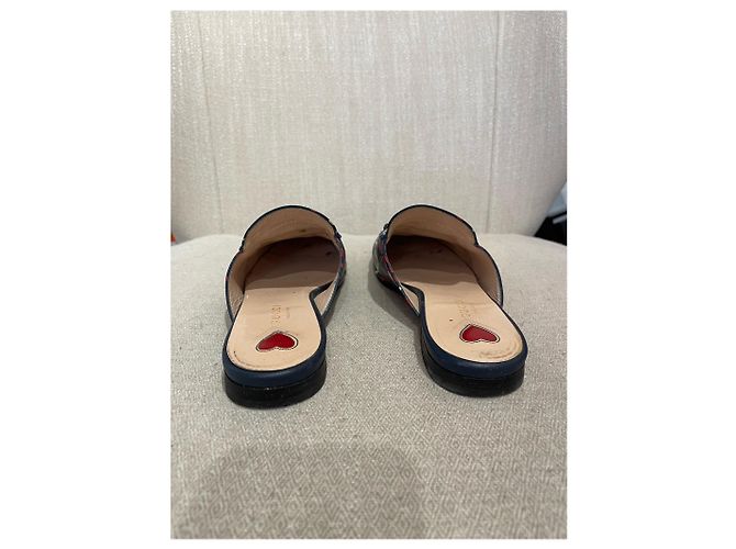 Mules Gucci Princetown Graffiti T.36 Blu - vista 5
