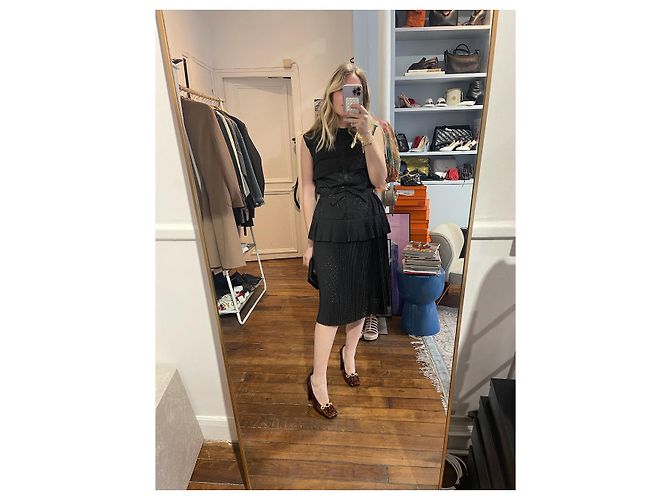 Abito Alaïa Nero in Cotone con Tagli Laser - vista 2