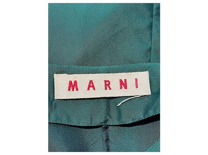 Marni Satinbluse in Grün mit V Ausschnitt - Ansicht 5