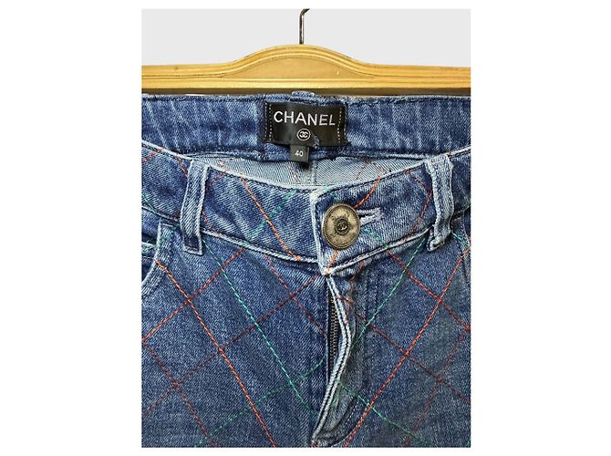 Chanel Jeans Blau Baumwolle Gerade Schnitt Gr. 40 - Ansicht 2