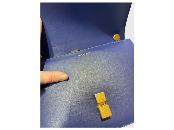 Autre Marque Borsa Saint Laurent Carré Satchel Blu - vista 10