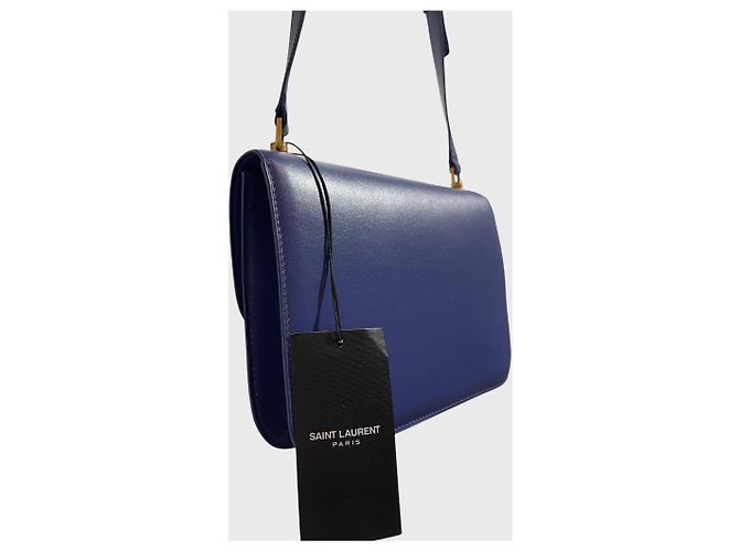 Autre Marque Borsa Saint Laurent Carré Satchel Blu - vista 7
