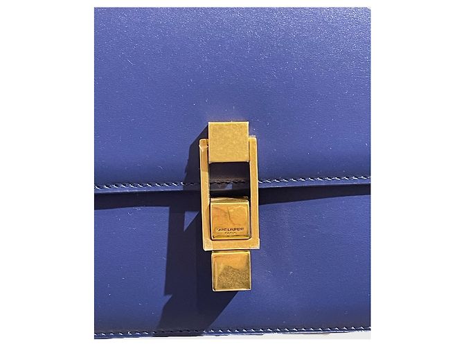 Autre Marque Borsa Saint Laurent Carré Satchel Blu - vista 9