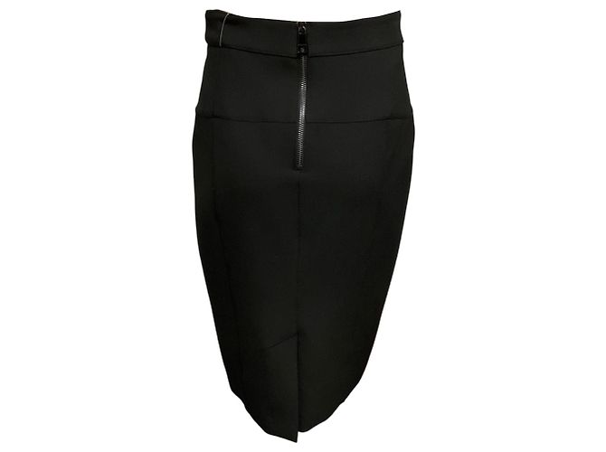 Falda lápiz Burberry de pelo de ternera con estampado animal y crepe, Black / Tan Negro - vista 3