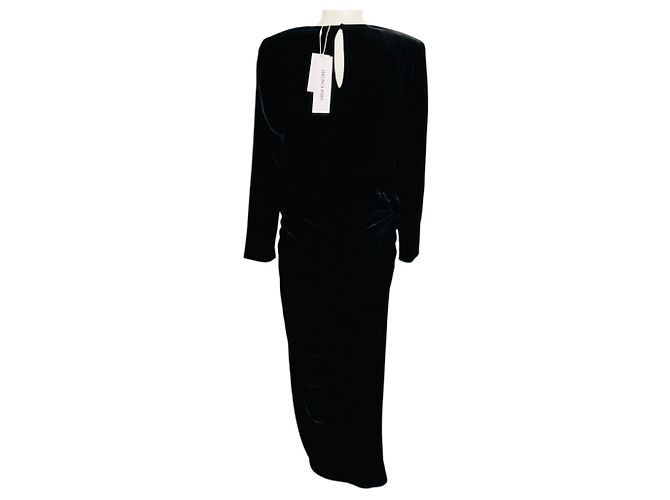Veronica Beard Tristana Midi-Kleid aus Stretch-Samt in Schwarz - Ansicht 3