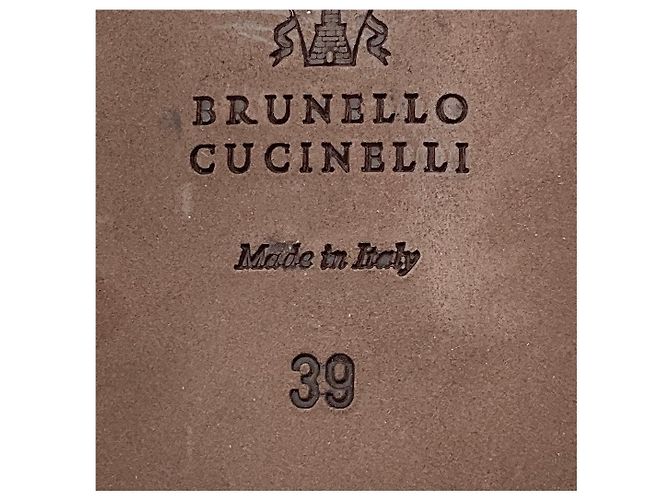 Brunello Cucinelli Décolleté Flat in Mesh e Camoscio Taupe con Decorazioni Monili Beige - vista 7