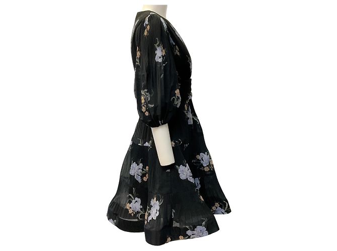 Vestido mini plisado Zimmermann con estampado Black Iris Floral Negro - vista 2