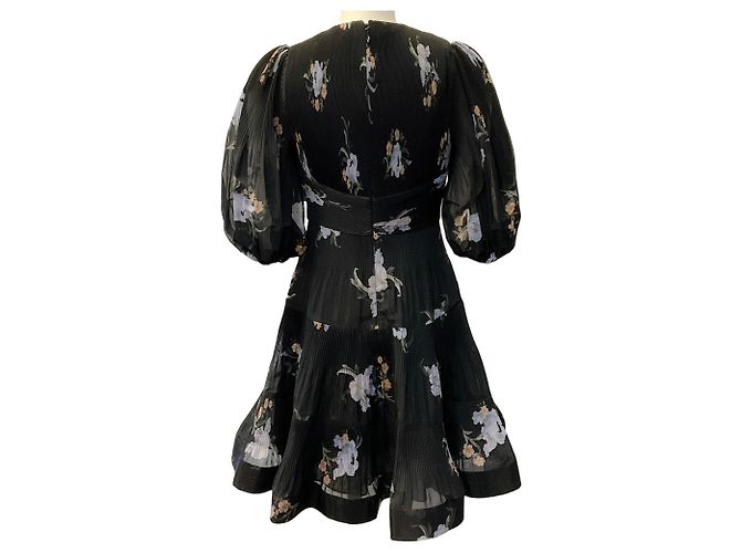 Vestido mini plisado Zimmermann con estampado Black Iris Floral Negro - vista 3