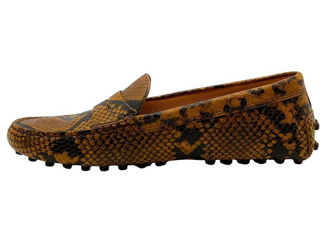 Mocassini da guida Gommino Tod's in stampa serpente marrone - vista 3