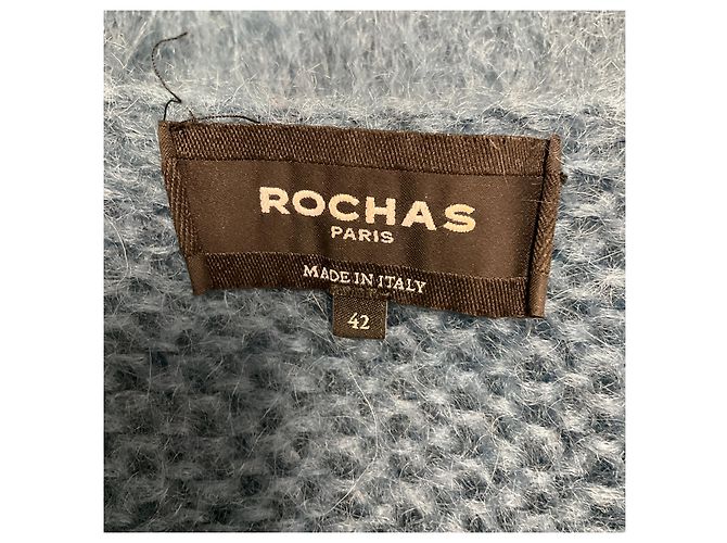 Rochas V-Ausschnitt Pullover langärmlig aus Mohair und Wolle in Schieferblau - Ansicht 4
