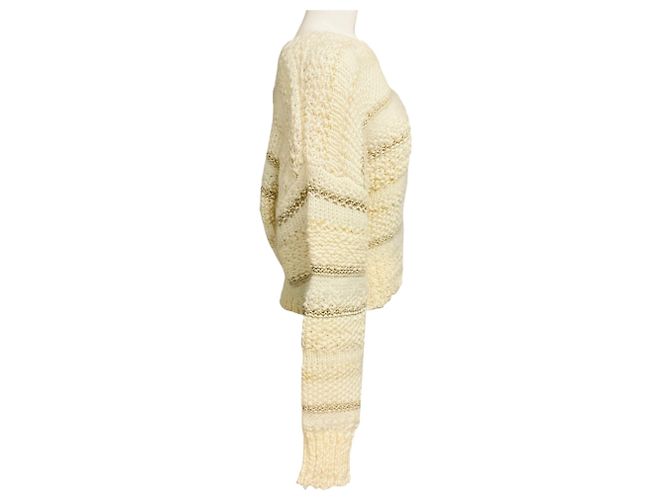 Autre Marque Pull à rayures multi-textures crème Frame Beige - vue 2