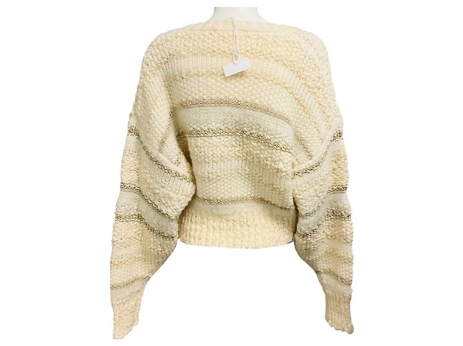 Autre Marque Pull à rayures multi-textures crème Frame Beige - vue 3