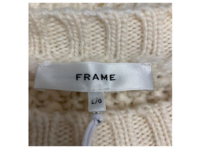 Autre Marque Pull à rayures multi-textures crème Frame Beige - vue 4