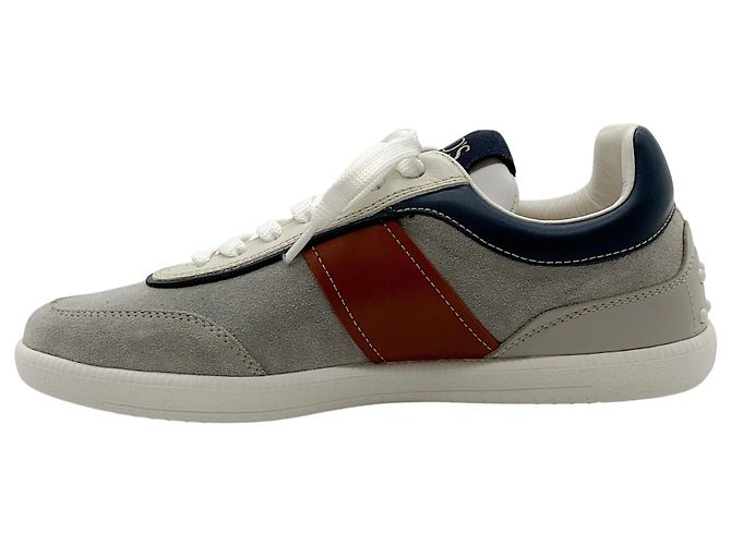 Sneakers Tod's in camoscio grigio / pelle blu navy Tabs - vista 3