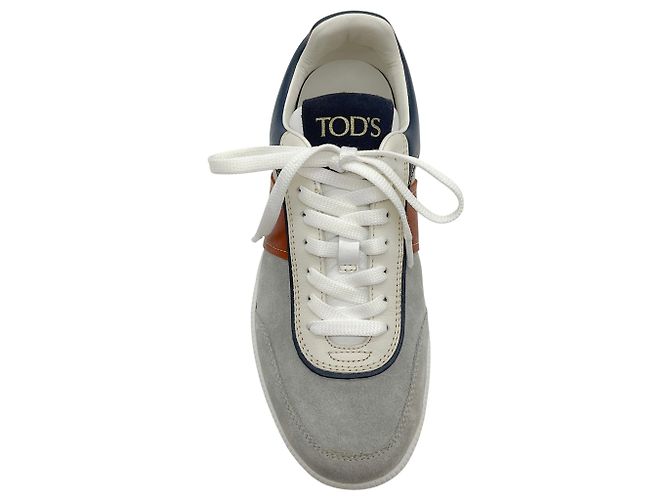 Sneakers Tod's in camoscio grigio / pelle blu navy Tabs - vista 4