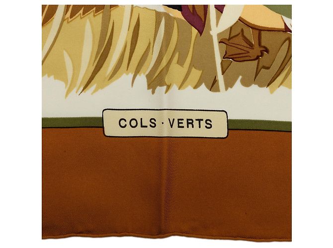 Foulard di seta Hermès Cols Verts Marrone 90 - vista 3