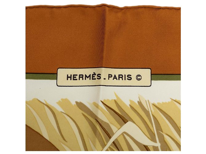 Foulard di seta Hermès Cols Verts Marrone 90 - vista 4
