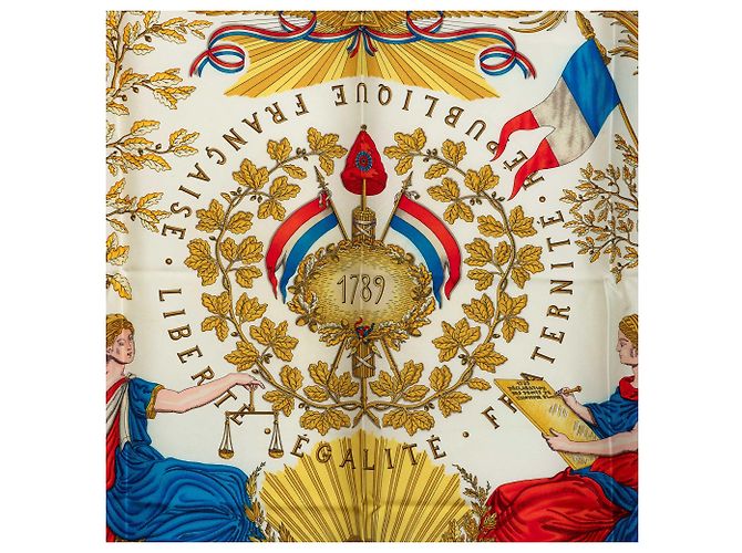Foulard di seta Hermès Green Republique Francaise Liberte Egalite Fraternite 1789 90 Scarves Verde - vista 2