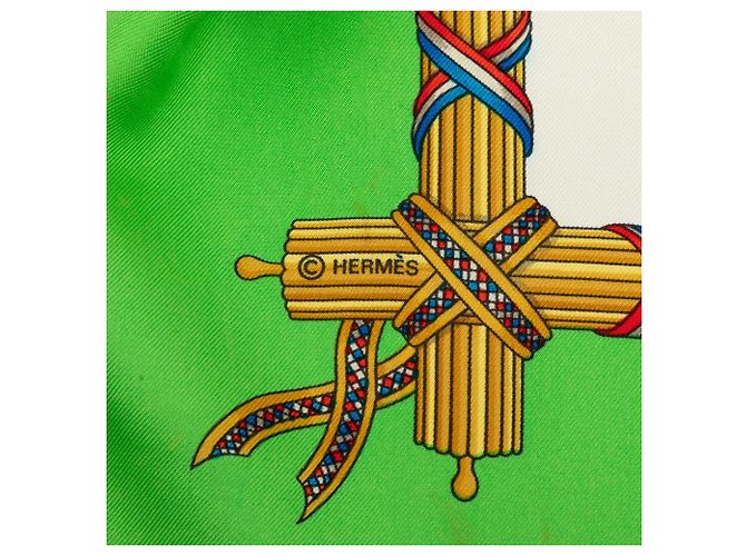 Foulard di seta Hermès Green Republique Francaise Liberte Egalite Fraternite 1789 90 Scarves Verde - vista 4