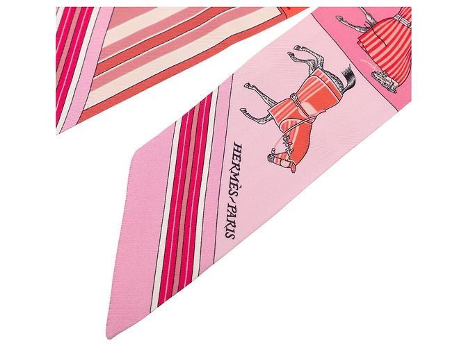 Twilly in seta Hermès Couvertures Nouvelles Rosa - vista 2