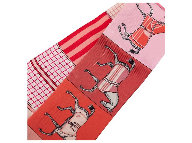 Twilly in seta Hermès Couvertures Nouvelles Rosa - vista 4