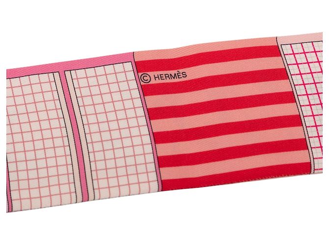 Twilly in seta Hermès Couvertures Nouvelles Rosa - vista 5