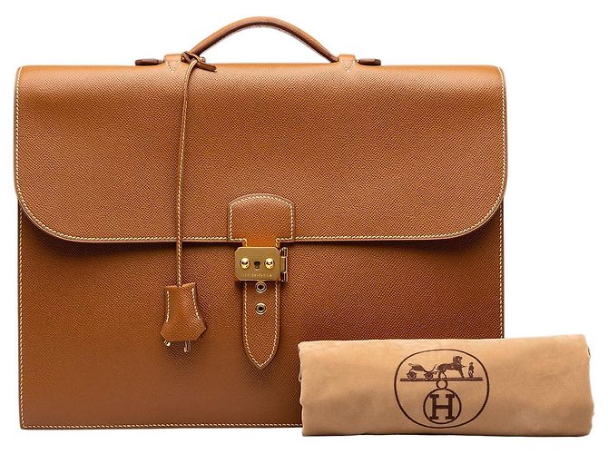 Borsa da Lavoro Hermès Courchevel Sac a Depeches 38 Marrone - vista 7