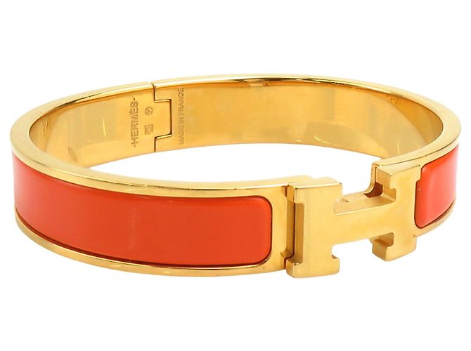 Bracciale Clic H PM stretto in smalto dorato Hermès D'oro - vista 2