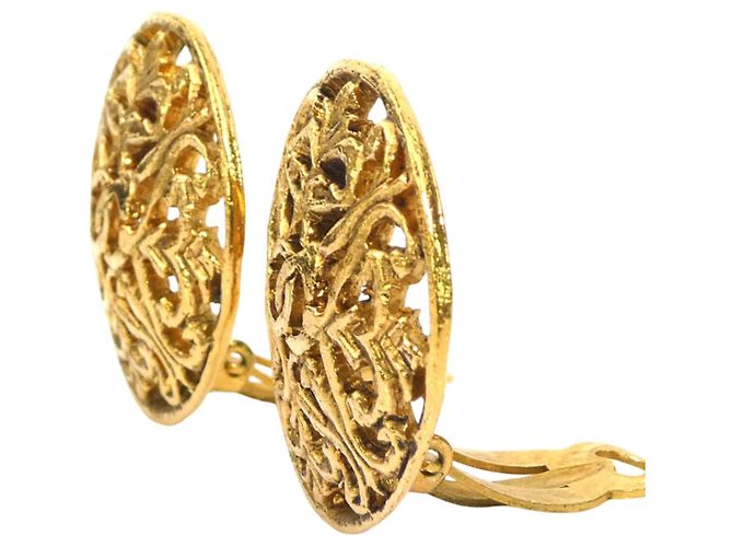 Orecchini a clip rotondi in filigrana Chanel CC placcati oro D'oro - vista 6