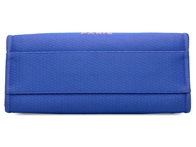 Borsa Tote Deauville Small in tela blu Chanel - vista 3