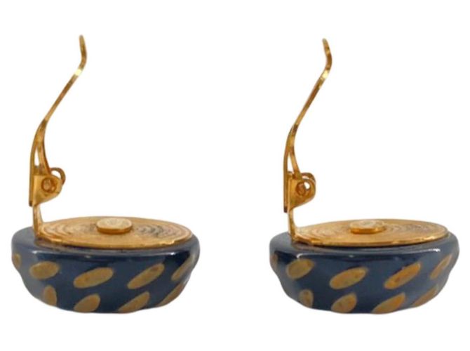 Orecchini a clip Chanel CC in resina nera e placcati oro Nero - vista 5