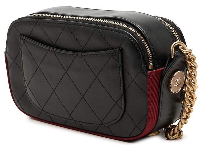 Borsa Camera Chanel nera in vitello trapuntato e grosgrain con bottoni e doppia zip Nero - vista 2