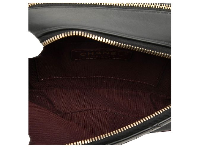 Borsa Camera Chanel nera in vitello trapuntato e grosgrain con bottoni e doppia zip Nero - vista 4