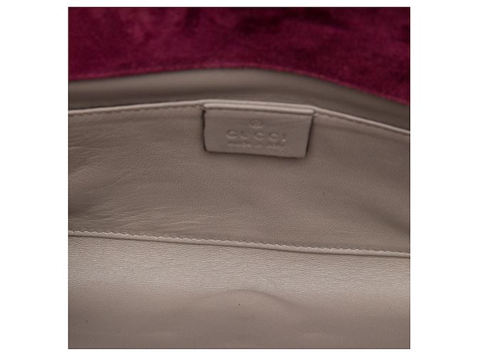 Clutch Broadway Gucci in camoscio rosso con cristalli - vista 4