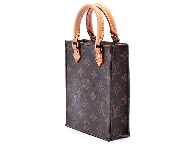 Borsa Satchel Louis Vuitton Monogram Petit Sac Plat Marrone - vista 2