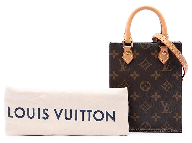 Borsa Satchel Louis Vuitton Monogram Petit Sac Plat Marrone - vista 7