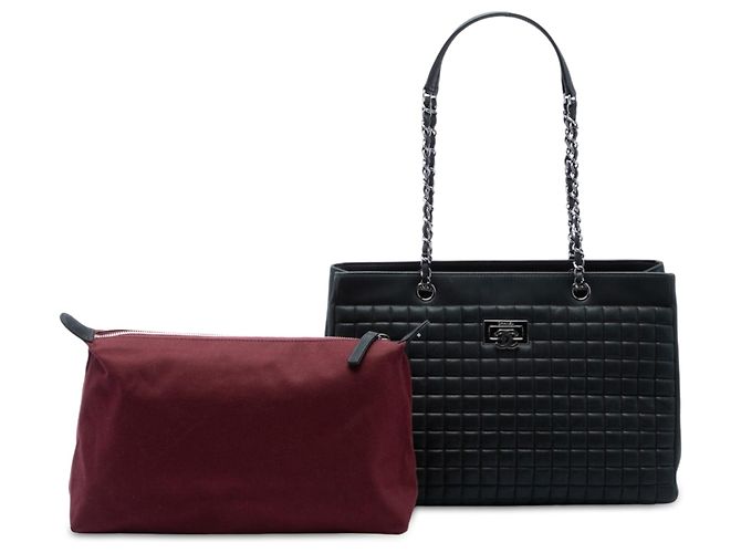Borsa Tote Chanel CC Bubble Quilt in vitello iridescent nero con catena - vista 7