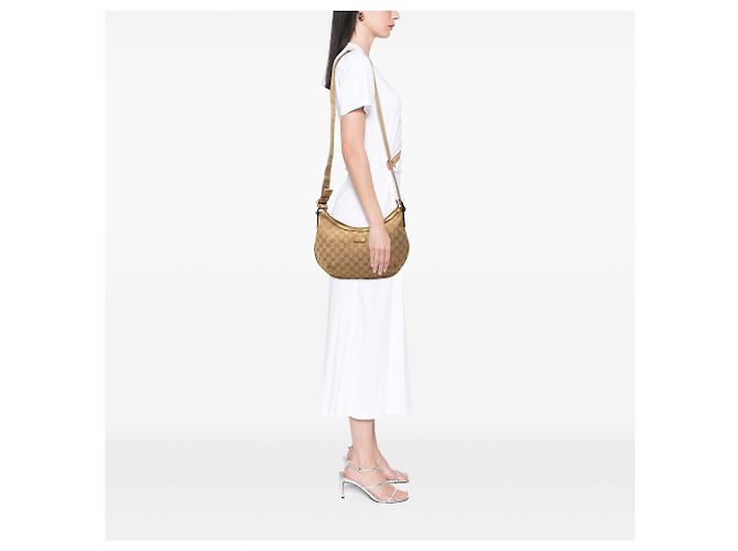 Borsa a tracolla Gucci GG Canvas Web beige - vista 6