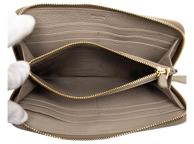 Prada Vitello Daino Long Wallet beige mit Rundum-Reißverschluss - Ansicht 4