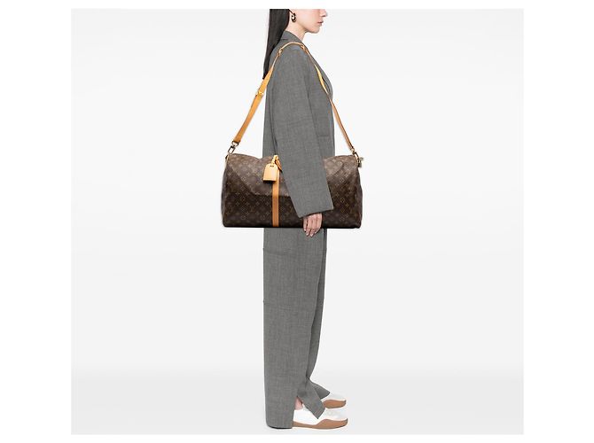Borsa da viaggio Louis Vuitton Monogram Keepall Bandouliere 55 Marrone - vista 7