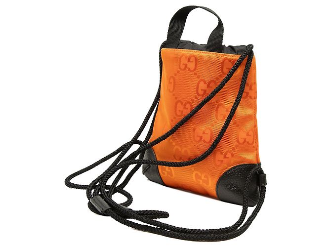 Orange Gucci GG Nylon Off The Grid Drawstring Backpack - view 2