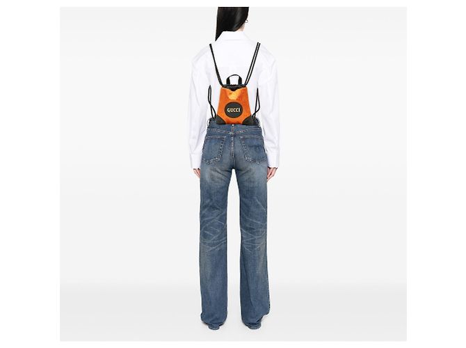 Orange Gucci GG Nylon Off The Grid Drawstring Backpack - view 6