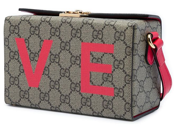 Borsa a tracolla Gucci Mini GG Supreme Love Trunk Beige - vista 2