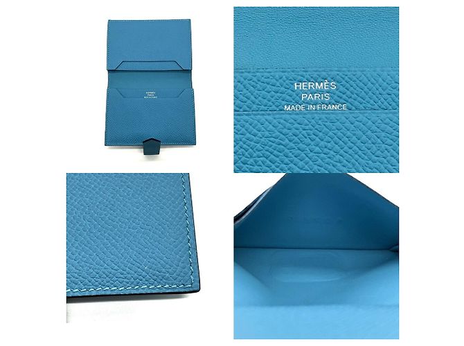Hermès Hermes Bearn Card Case in Blue Epsom Leather - view 7