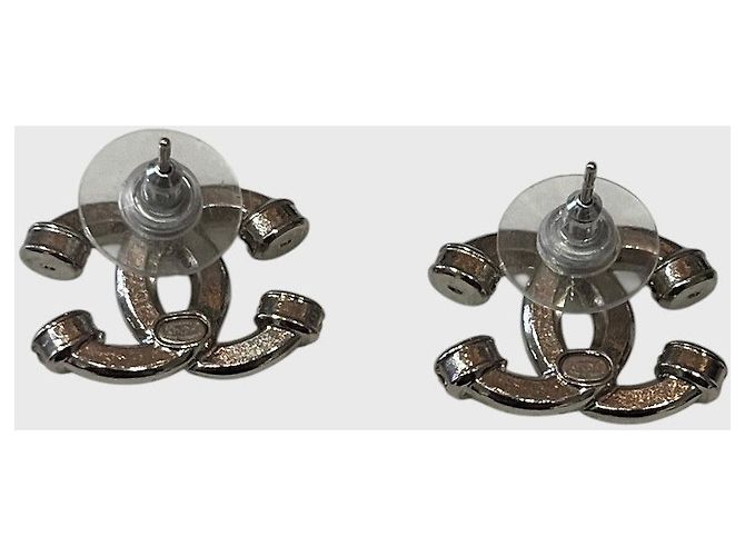 Pendientes Chanel CC plateados Plata - vista 3