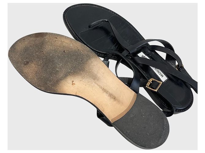 Sandali Manolo Blahnik neri T.40 Nero - vista 7