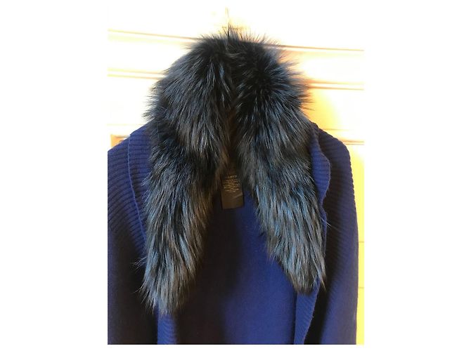 Poncho Yves Salomon blu - vista 3